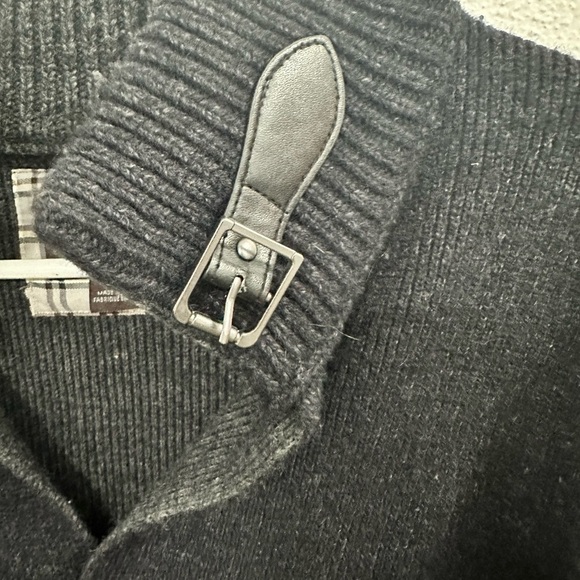 Men's Black Brown 1826 Cardigan Sweater sL Dark Gray Button Front  80% Lambswool - Picture 4 of 7